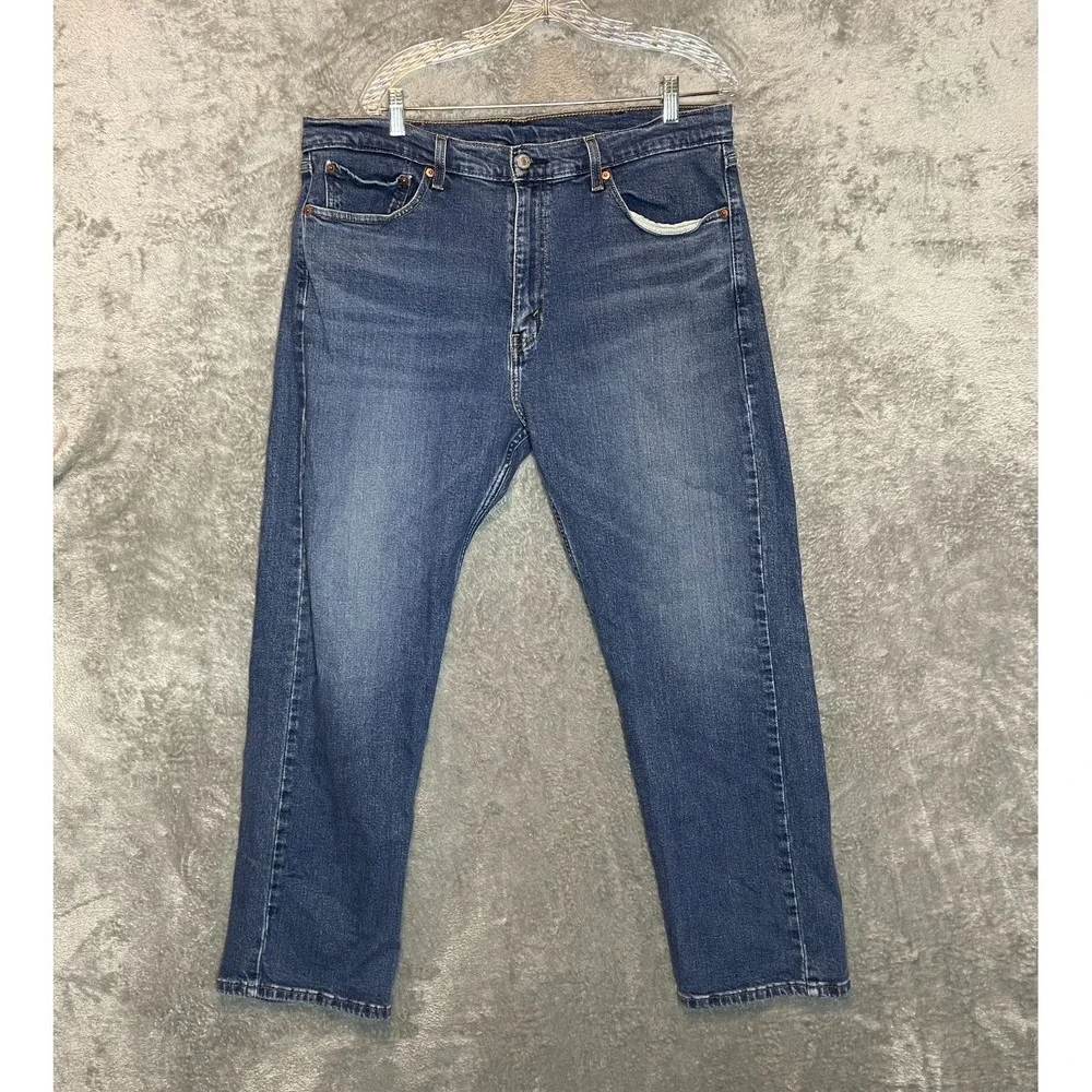 Levis 505 Men Regular Straight Dark Wash Jean 38x30 Casual Classic Basic Stretch
